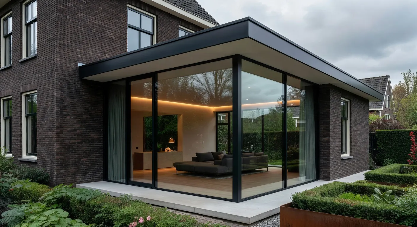 Moderne aanbouw met innovatief metselwerk in 2026