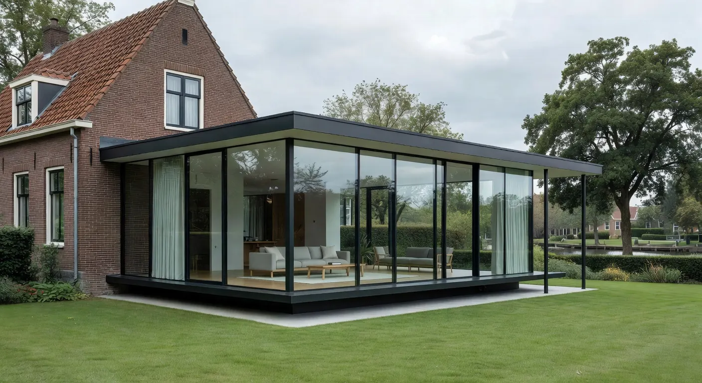 Moderne aanbouw met innovatief metselwerk in 2026 stijl