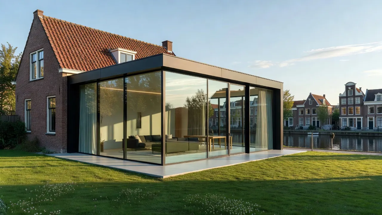 Aanbouw met metselwerk in uitvoering bij een Nederlandse woning