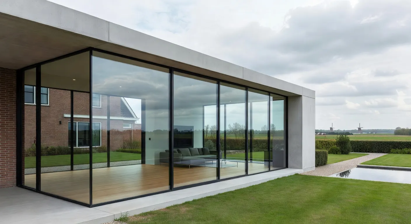 Illustratie van aanbouw met metselwerk in werking en installatie
