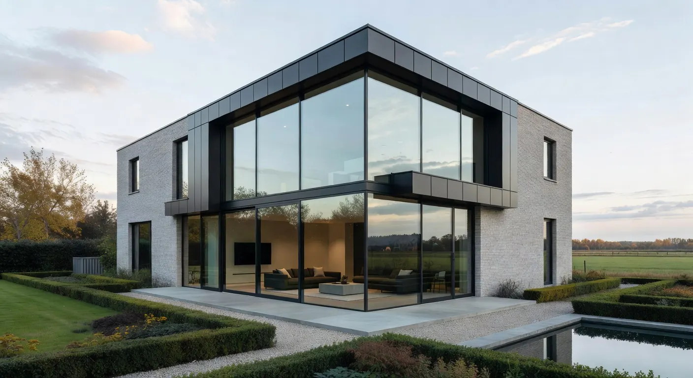 Illustratie van aanbouw met metselwerk in uitvoering