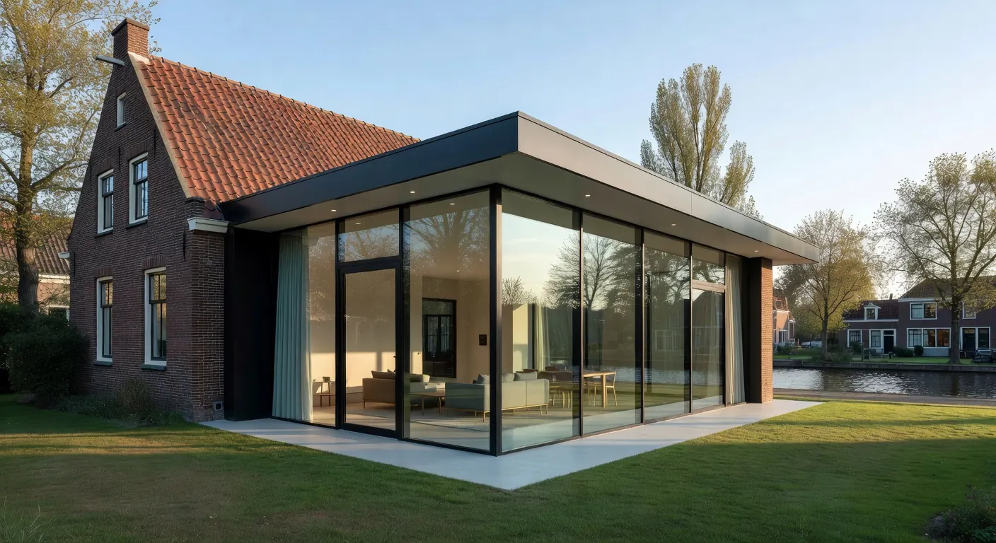 Moderne aanbouw met metselwerk in Nederland 2026